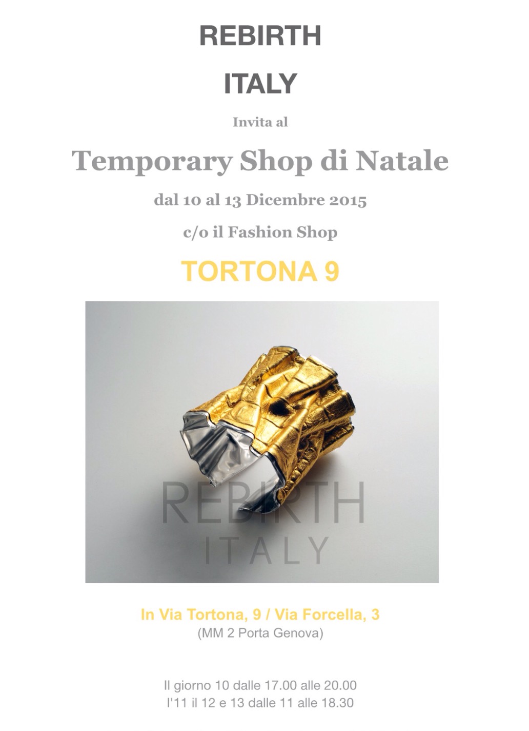 Temporary Shop di Natale | Spazio Tortona 9, Milano | 10/13 Dicembre 2015